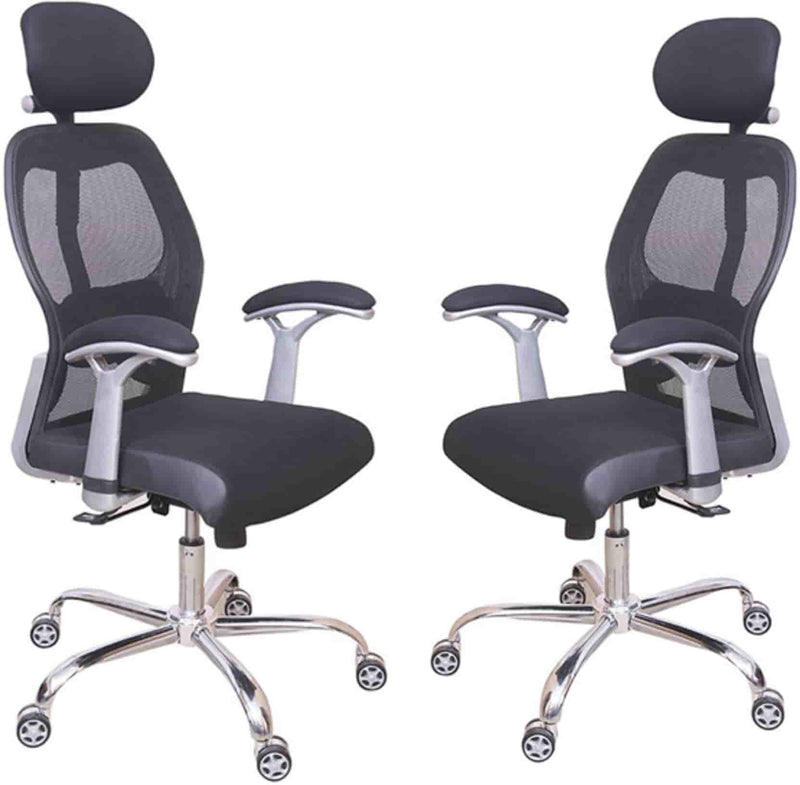 Height Adjustable Office Mesh Chair with High Back Chrome Base