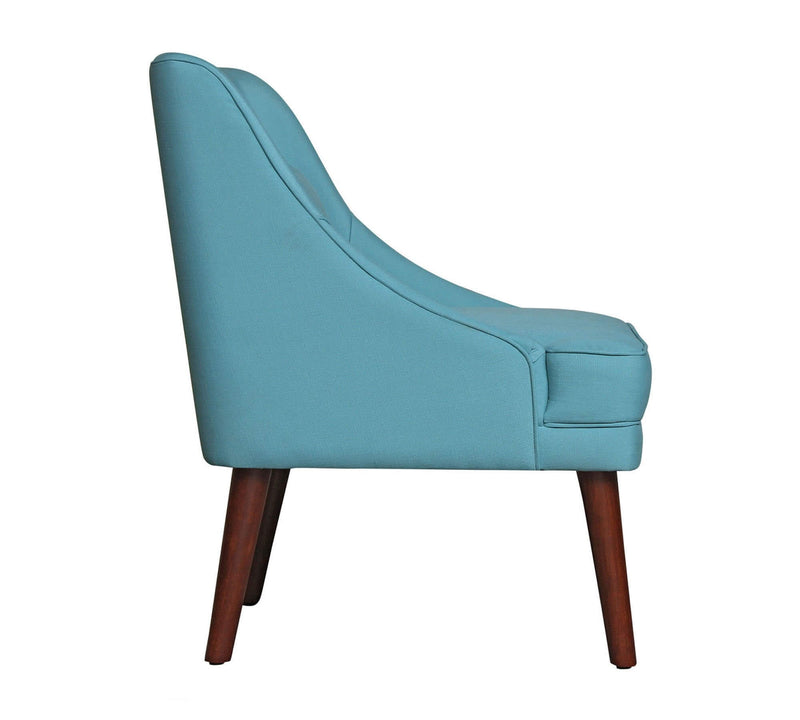 Cushioned Wooden Base Cotton Fabric Lounge Chair