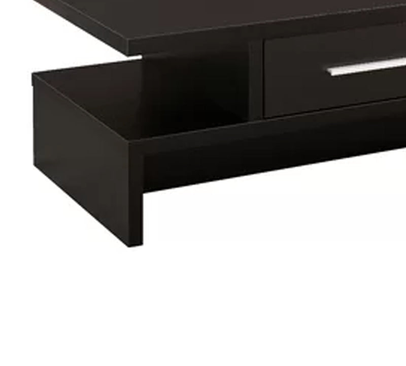 Wooden Center Table with Side Shelf & Drawer