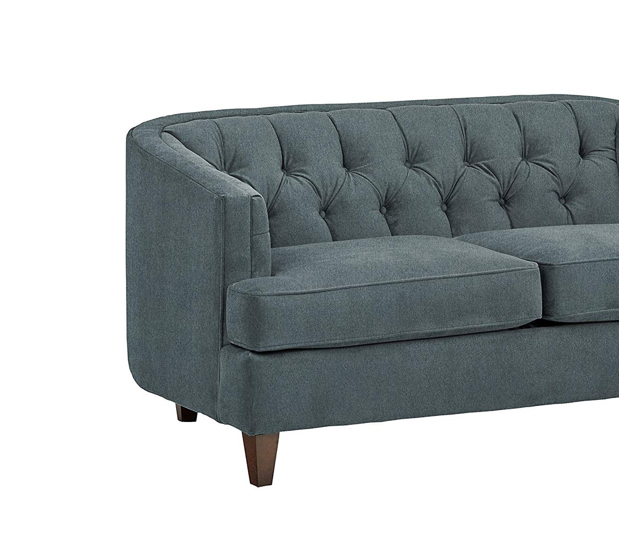 2 Seater Upholstered in Suede, Sofa with Wooden Legs