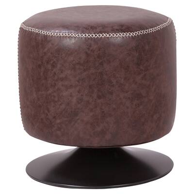 Metal Base Solid Wooden Frame Leatherette Pouffe