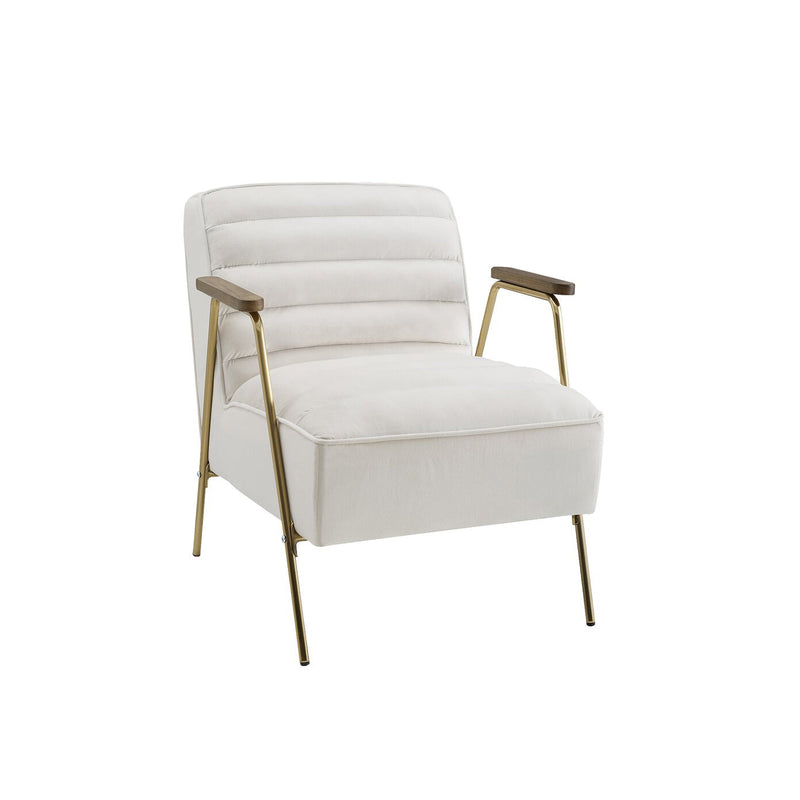 Contemporary Velvet Accent Chair in Brushed Gold