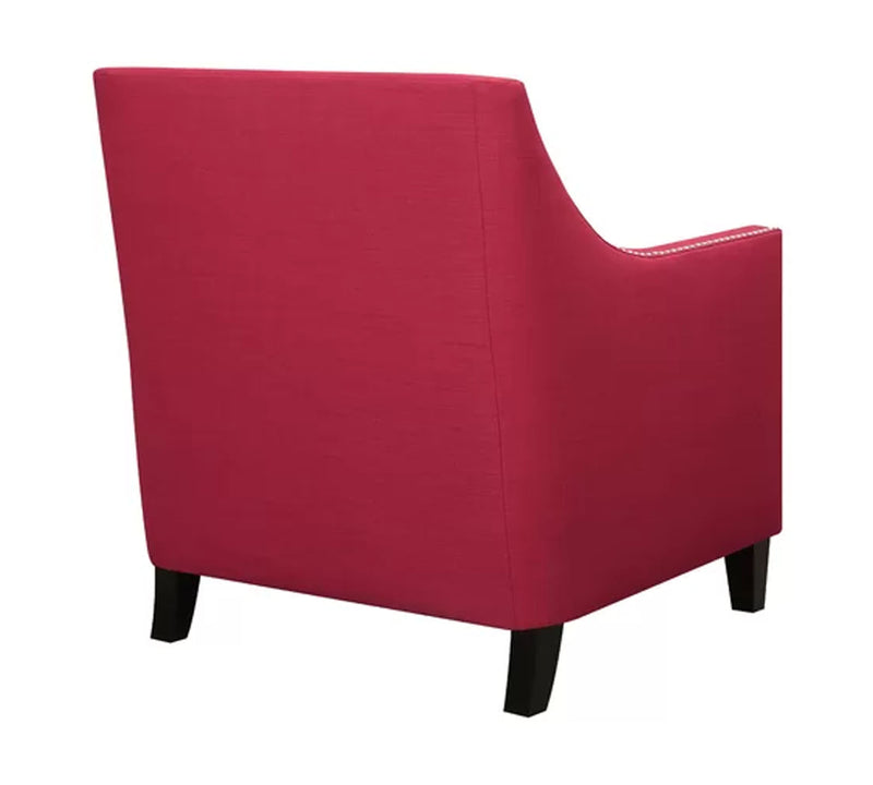 Wooden Lounge Chair with Wooden Legs in Cushioned Suede Velvet