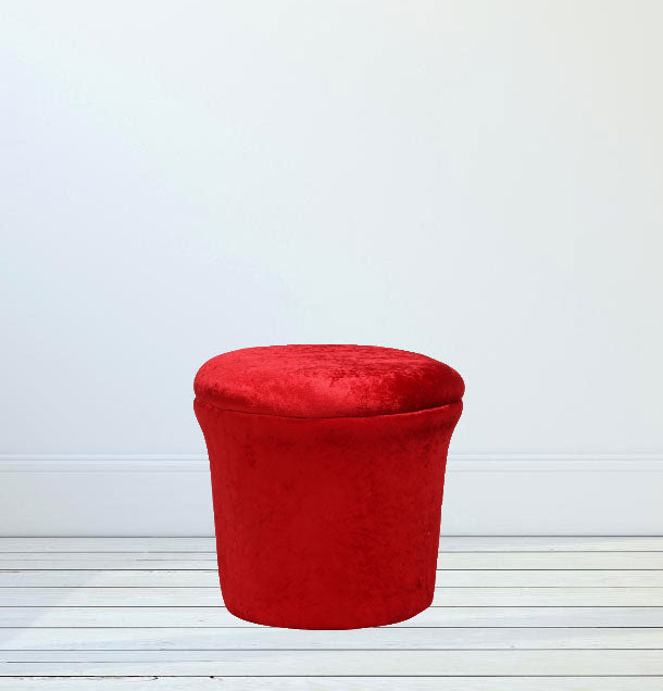 Fully Cushioned Wooden Frame Velvet Pouffe with Storage