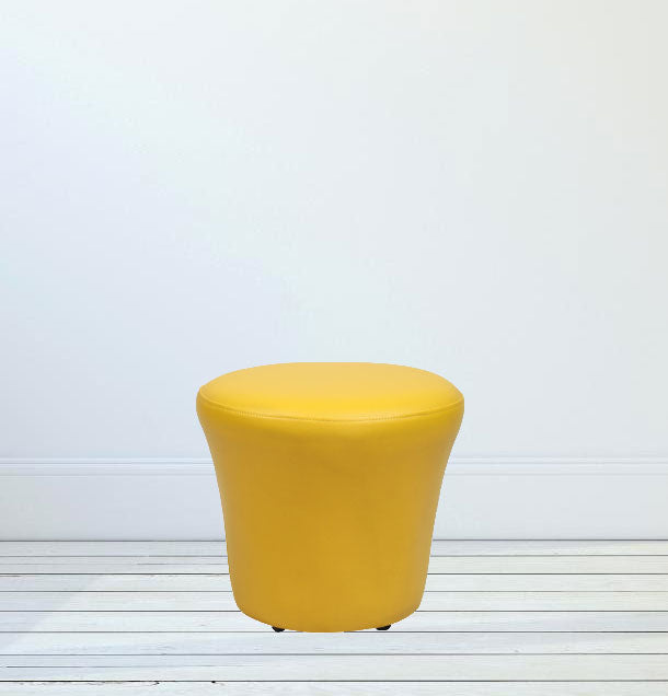 Fully Cushioned Leatherette Pouffe with Wooden Legs