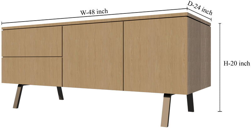 Wooden Storage Cabinet Console with Metal Legs Base