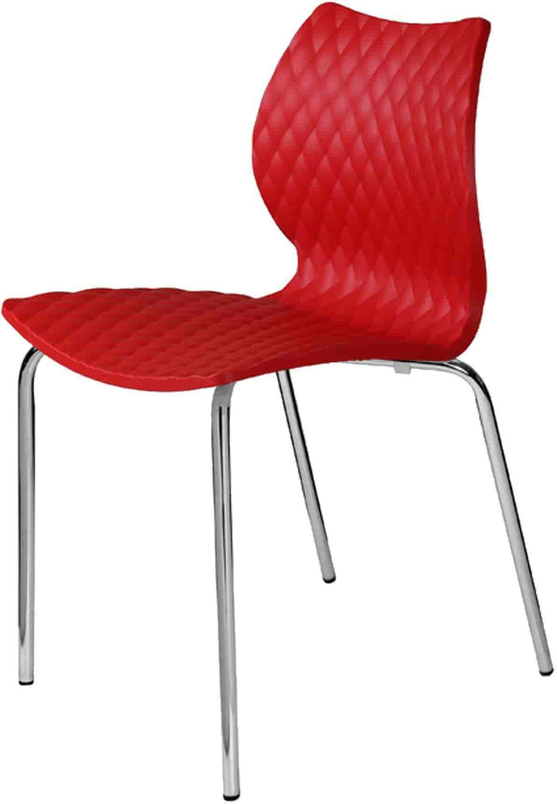 Metal Frame Legs Base Crystal PP Designer Chair - Red