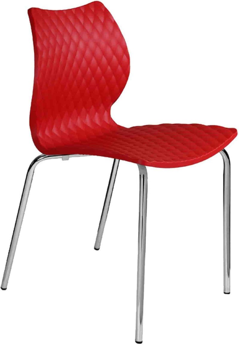 Metal Frame Legs Base Crystal PP Designer Chair - Red