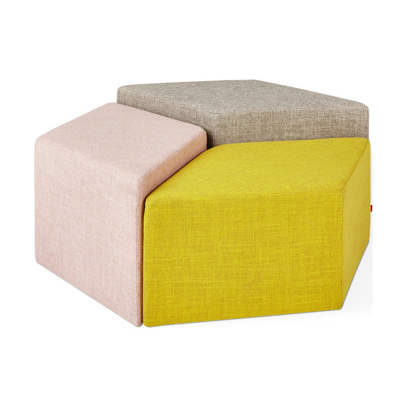 Solid Wooden Frame Fabric Ottoman