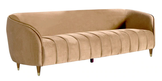 3 Seater Velvet Sofa with Wooden Legs
